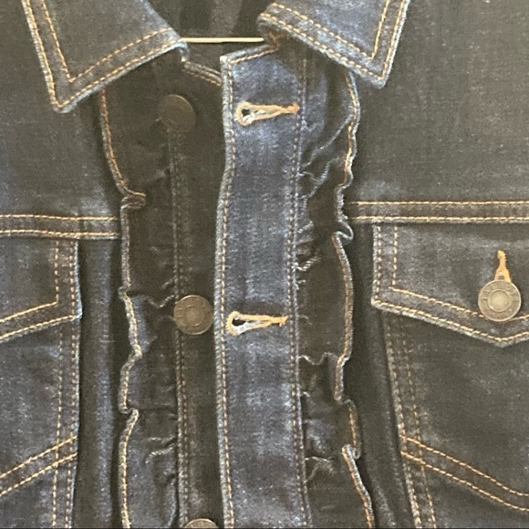 TALBOTS Sz XLP Denim Jean Jacket  With Front Pockets & Button Line Rufflels - Picture 3 of 13